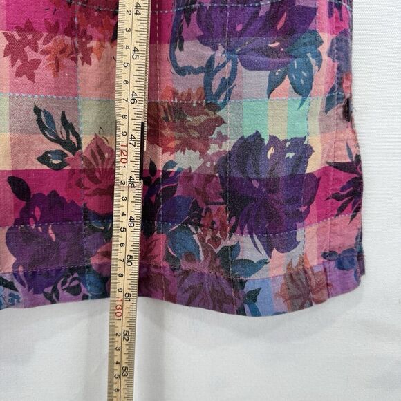 Vintage Floral Checkered Maxi Dress Womens 10 Pink Peasant Cottagecore Hippie - Picture 12 of 16